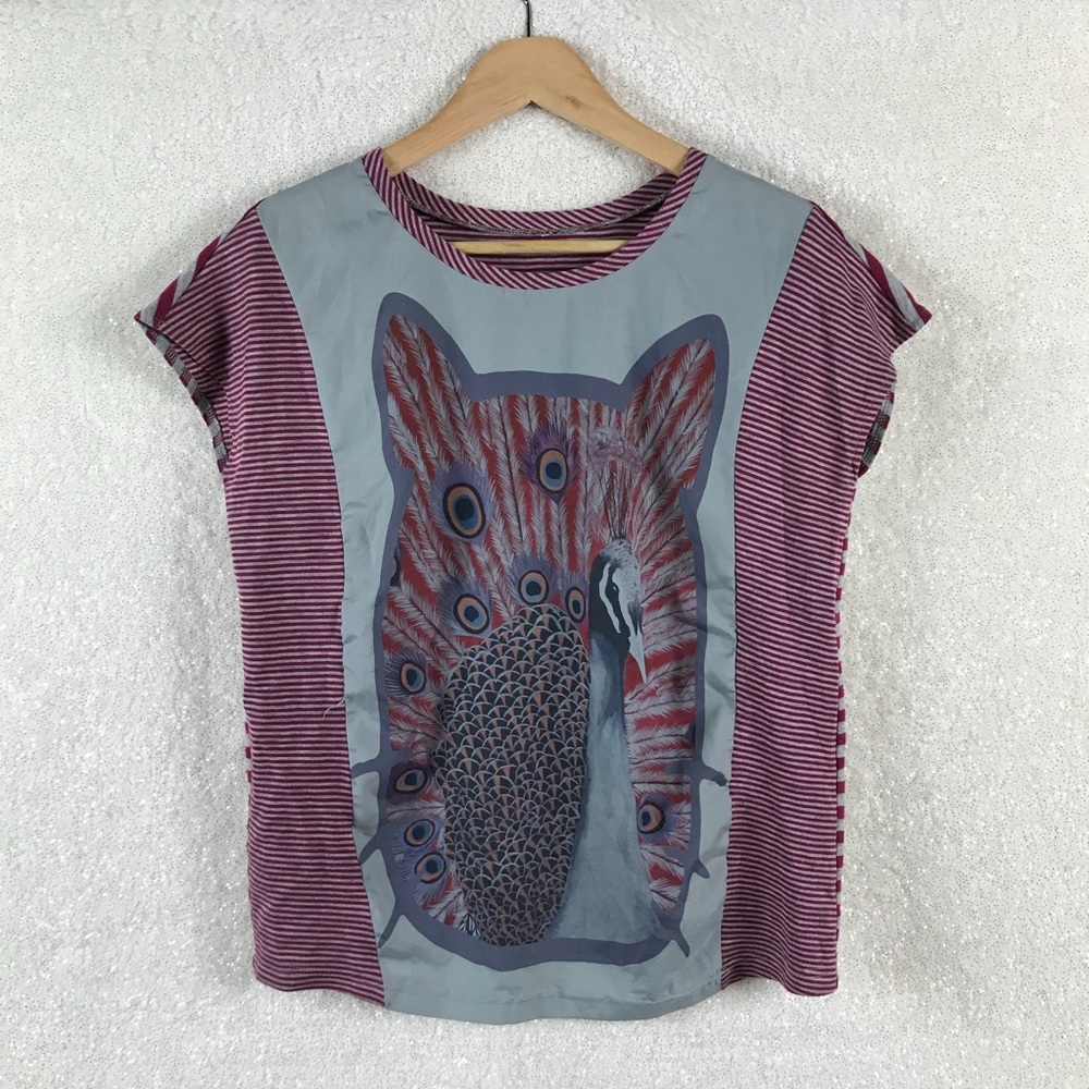 Peacock Striped Tee, Fits Like S